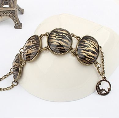Pulseira Estilos Europeu Leopardo com Pedra.