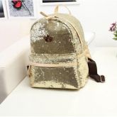 Mochila Zipper lantejoulas adornadas dourada