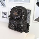 Mochila Zipper lantejoulas adornadas preta