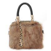 Bolsa Moda e Retro Leopard com Zipper pele marrom